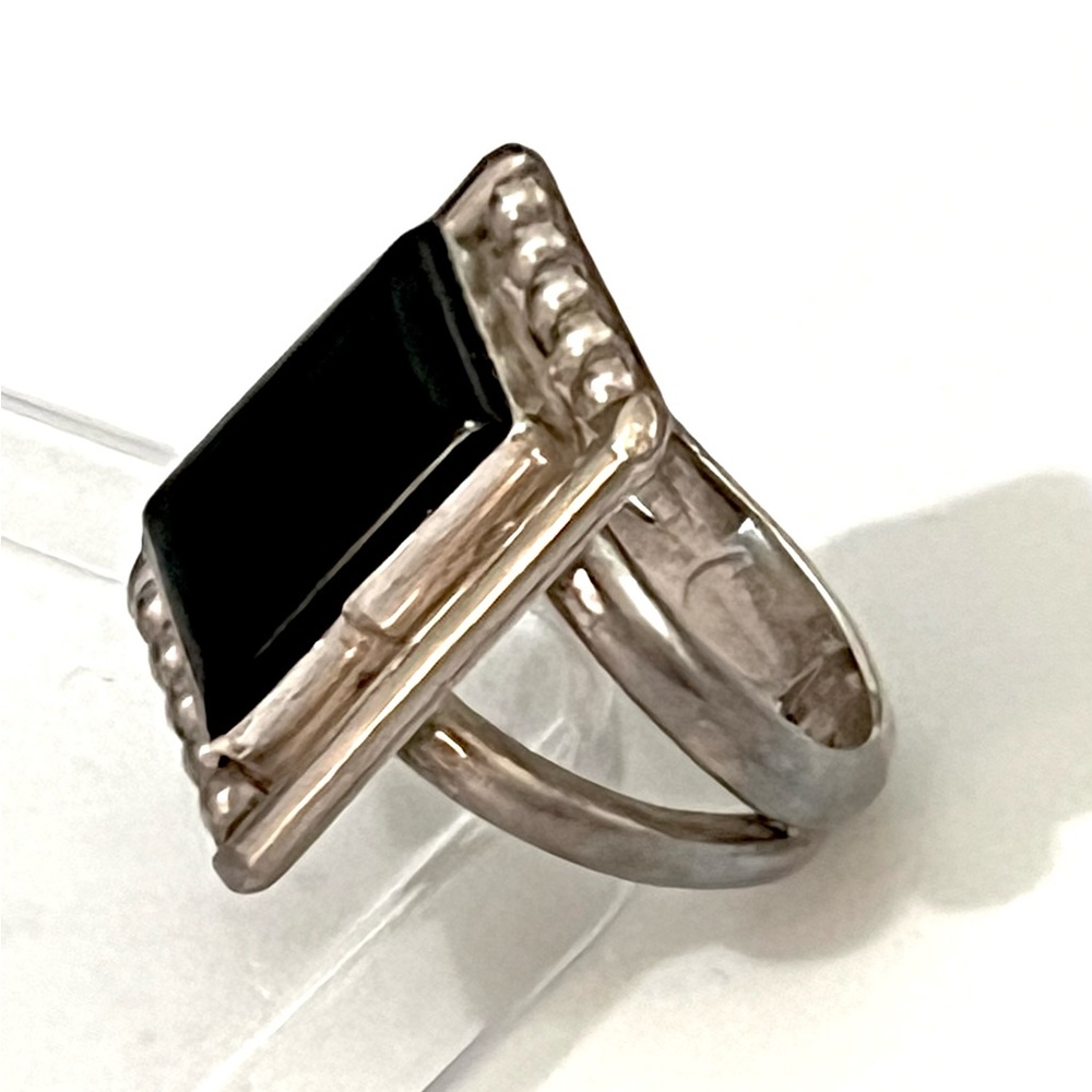♟️Signed - Wayne Panteah, Zuni Vintage Onyx Sterling Silver Ring